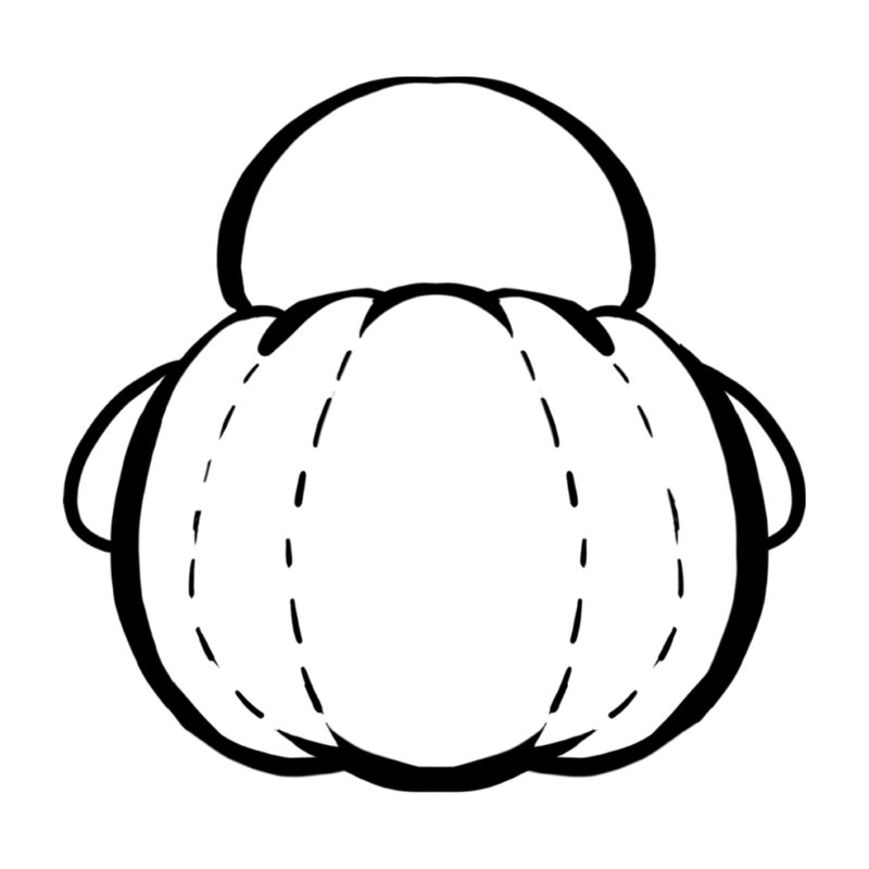 Back view line art with pumpkin seam lines